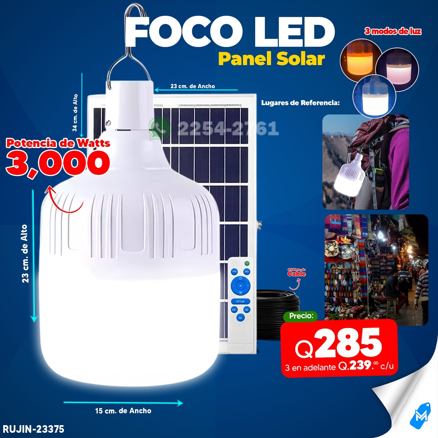 FOCO SOLAR LED 3000 watts 🔋