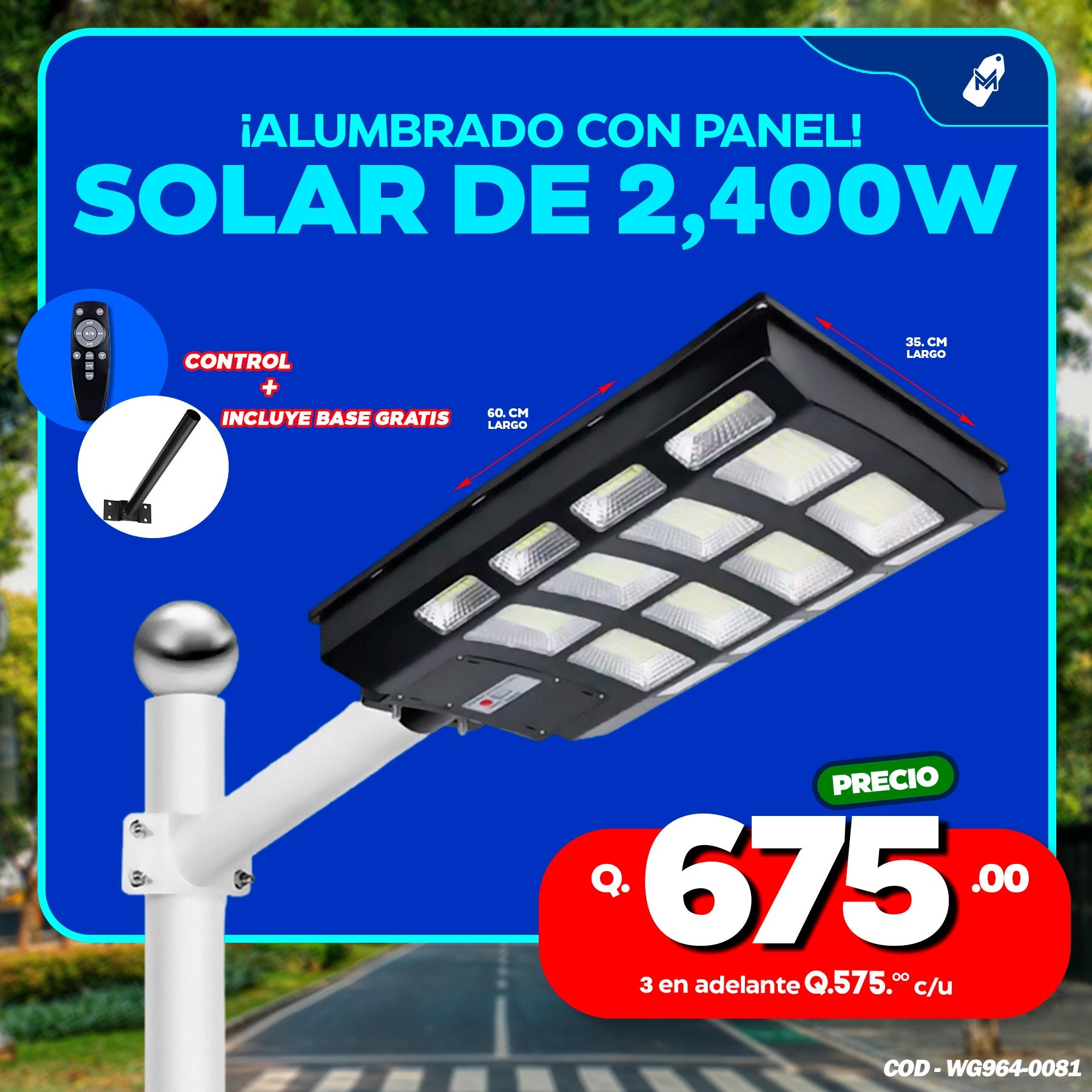 Alumbrado Solar de 2,400 watts