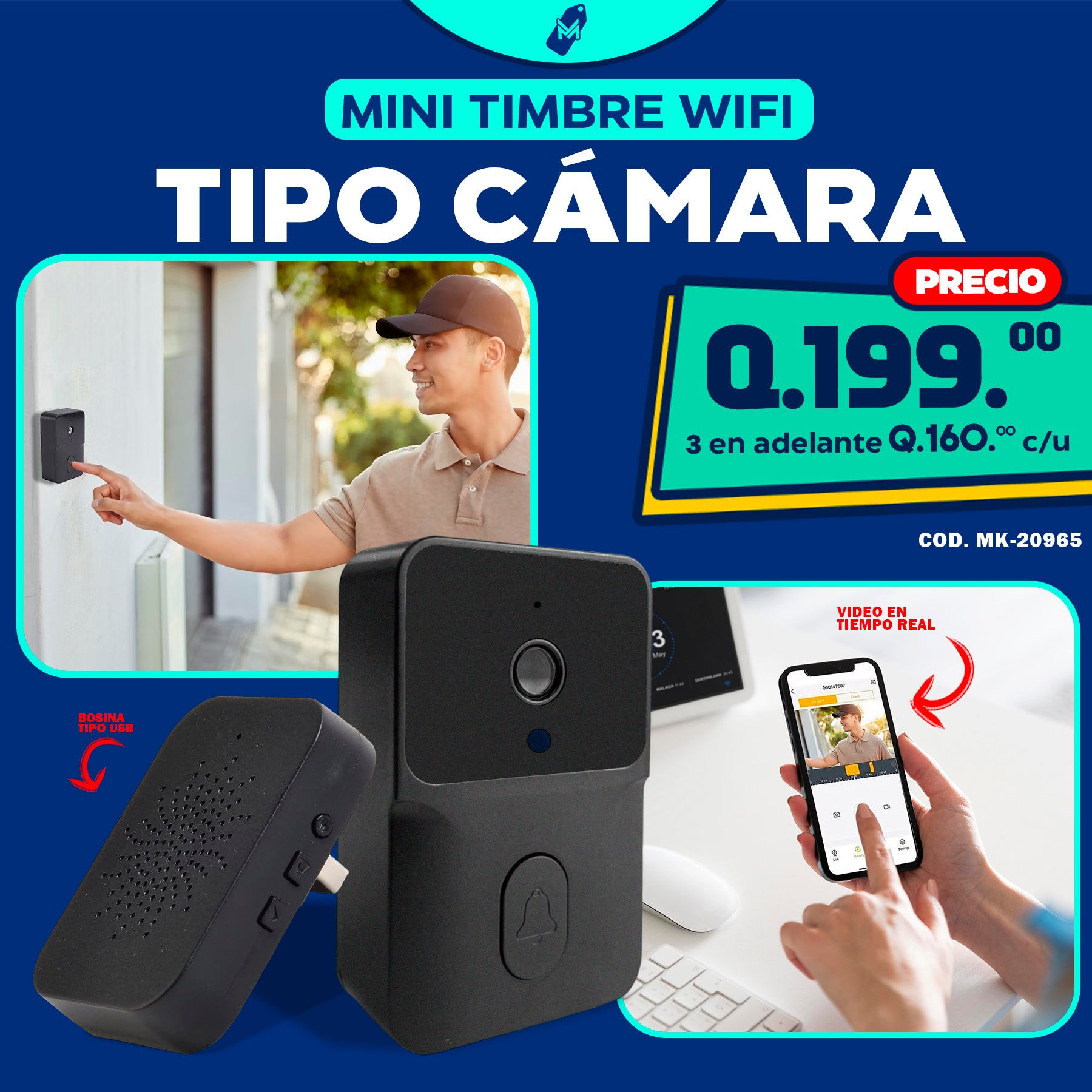 Timbre Wifi Tipo Cámara