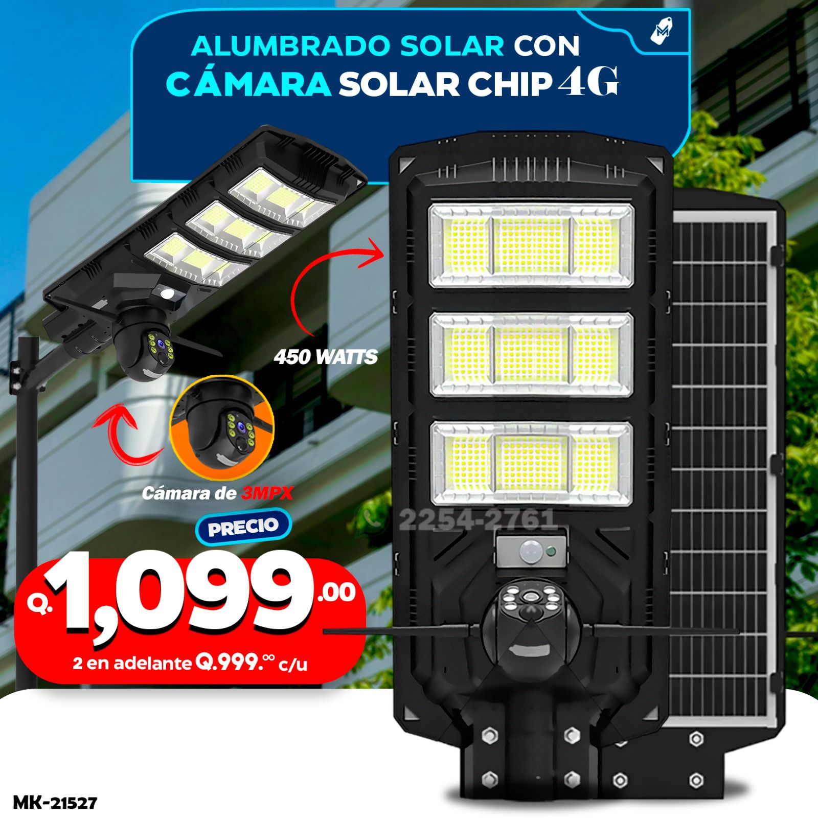 Alumbrado Solar con Cámara Solar Chip 4G
